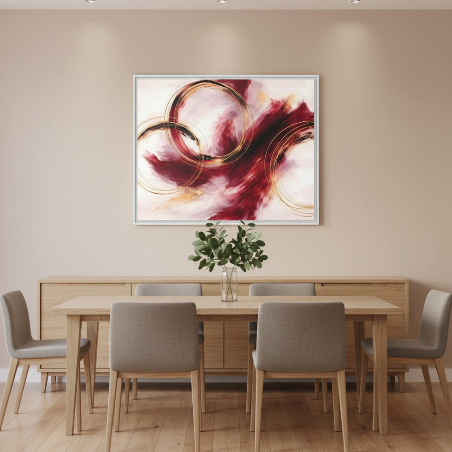 Ruby Symphony Swirl Matte Canvas, Framed (Multi - color) - ZumBuys