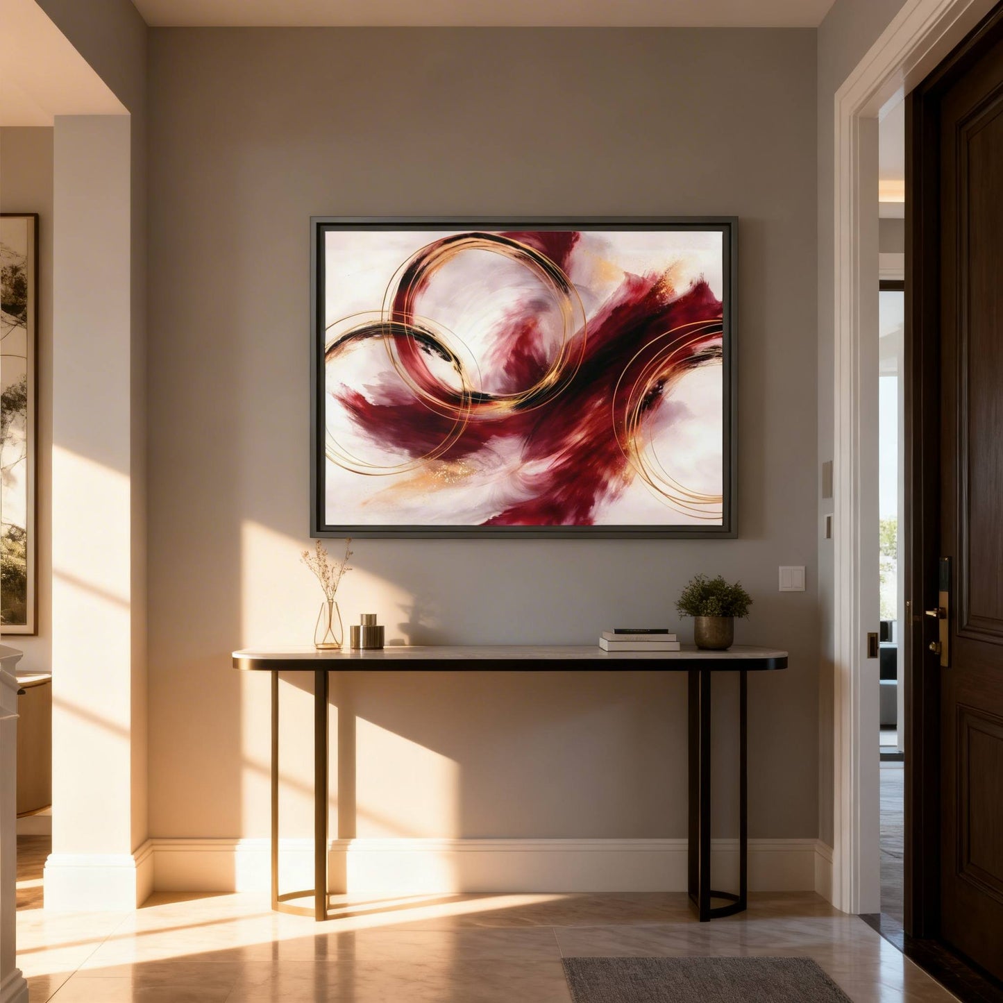 Ruby Symphony Swirl Matte Canvas, Framed (Multi - color) - ZumBuys