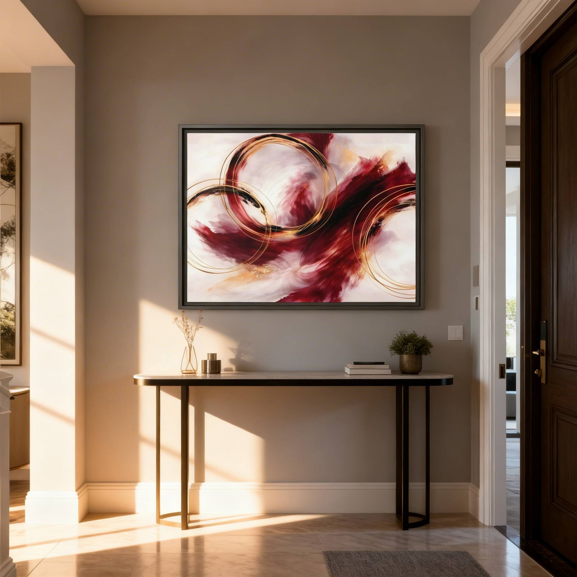 Ruby Symphony Swirl Matte Canvas, Framed (Multi - color) - ZumBuys