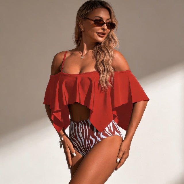 Ruffle Tankini Swimsuit – High Waisted Two Piece Women’s Swimwear Set - ZumBuys