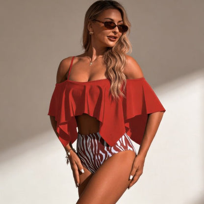 Ruffle Tankini Swimsuit – High Waisted Two Piece Women’s Swimwear Set - ZumBuys