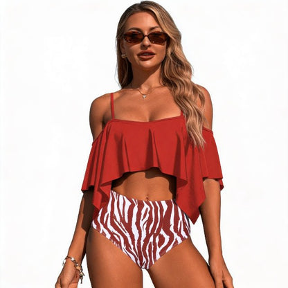 Ruffle Tankini Swimsuit – High Waisted Two Piece Women’s Swimwear Set - ZumBuys