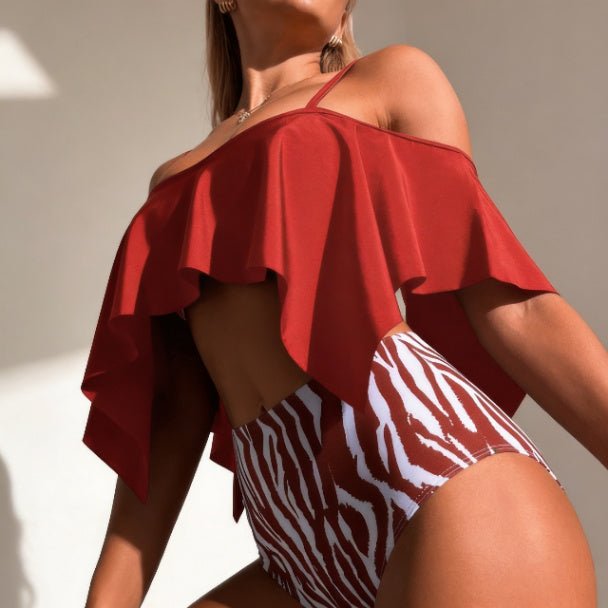Ruffle Tankini Swimsuit – High Waisted Two Piece Women’s Swimwear Set - ZumBuys