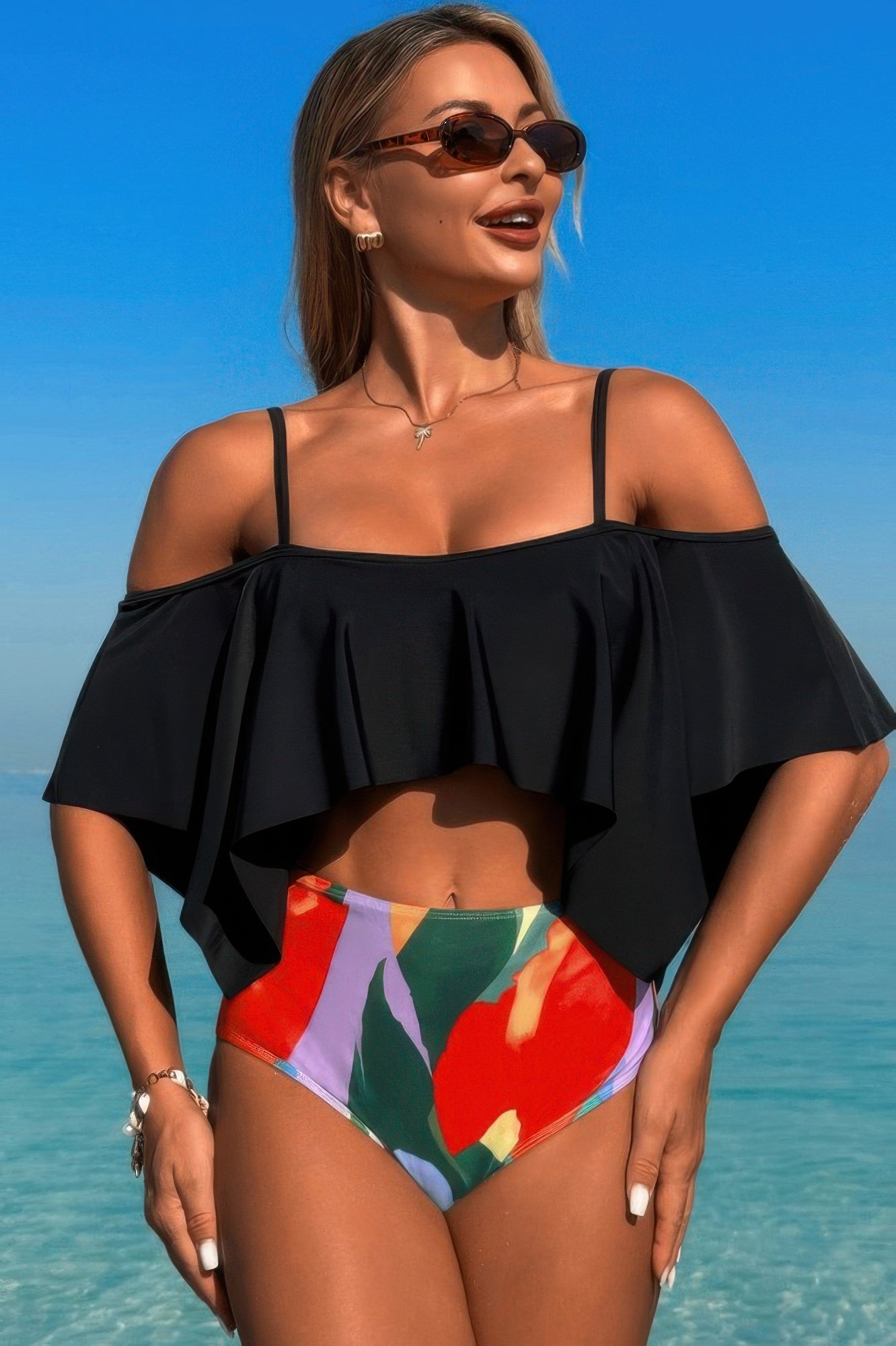 Ruffle Tankini Swimsuit – High Waisted Two Piece Women’s Swimwear Set - ZumBuys