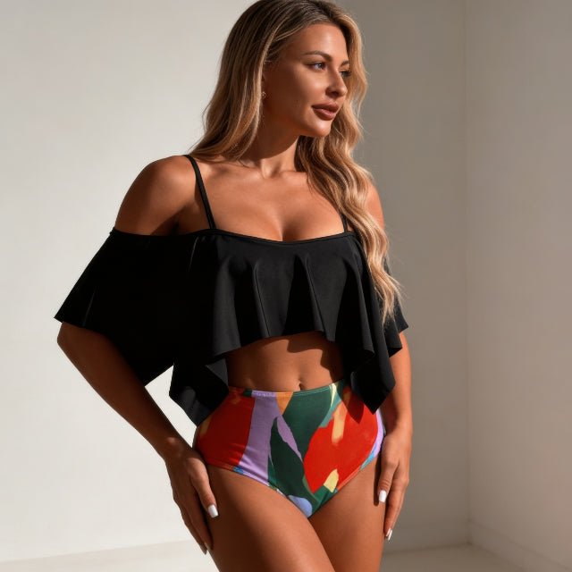 Ruffle Tankini Swimsuit – High Waisted Two Piece Women’s Swimwear Set - ZumBuys