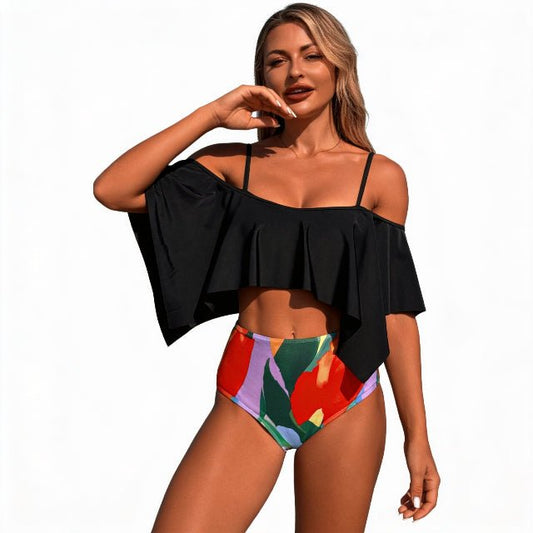 Ruffle Tankini Swimsuit – High Waisted Two Piece Women’s Swimwear Set - ZumBuys