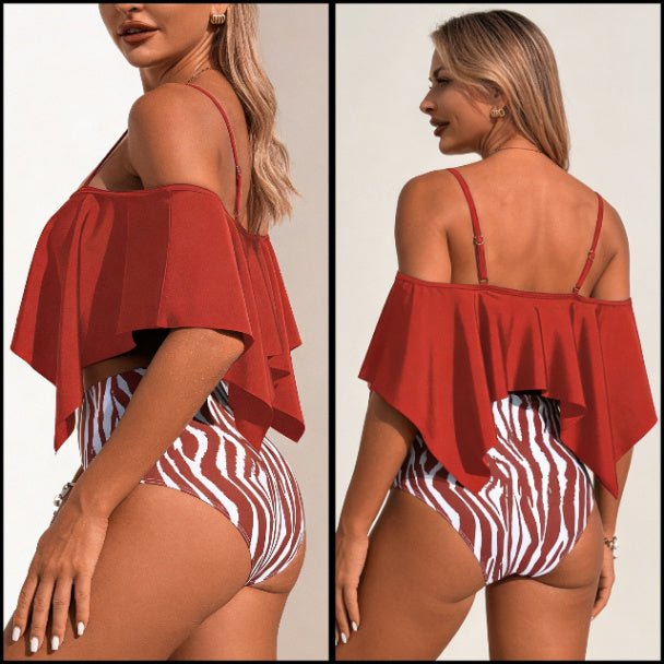 Ruffle Tankini Swimsuit – High Waisted Two Piece Women’s Swimwear Set - ZumBuys