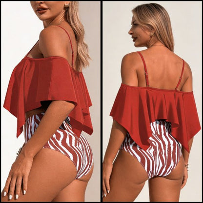 Ruffle Tankini Swimsuit – High Waisted Two Piece Women’s Swimwear Set - ZumBuys