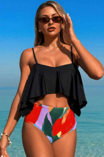 Ruffle Tankini Swimsuit – High Waisted Two Piece Women’s Swimwear Set - ZumBuys