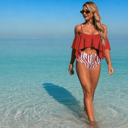 Ruffle Tankini Swimsuit – High Waisted Two Piece Women’s Swimwear Set - ZumBuys