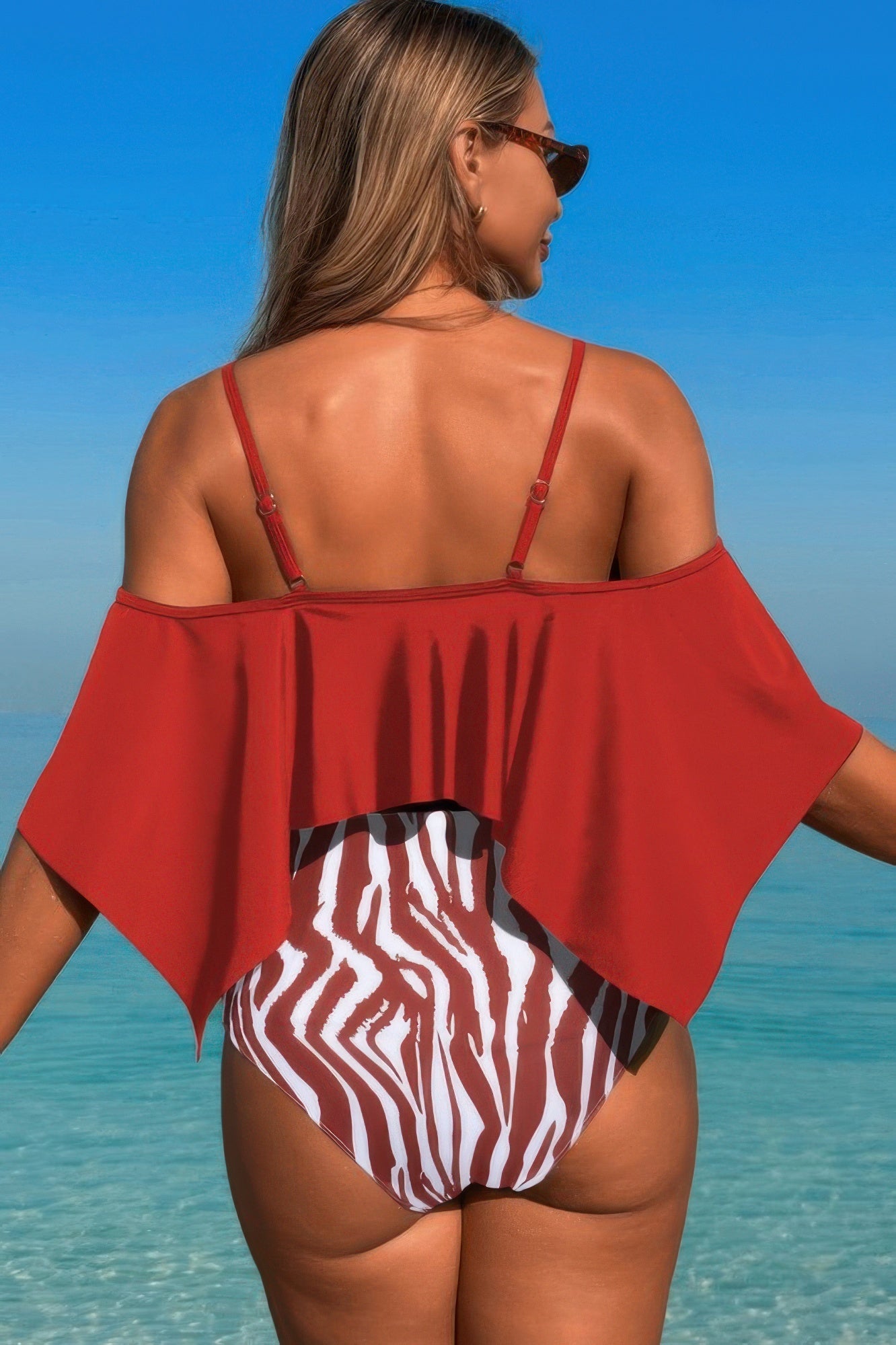 Ruffle Tankini Swimsuit – High Waisted Two Piece Women’s Swimwear Set - ZumBuys