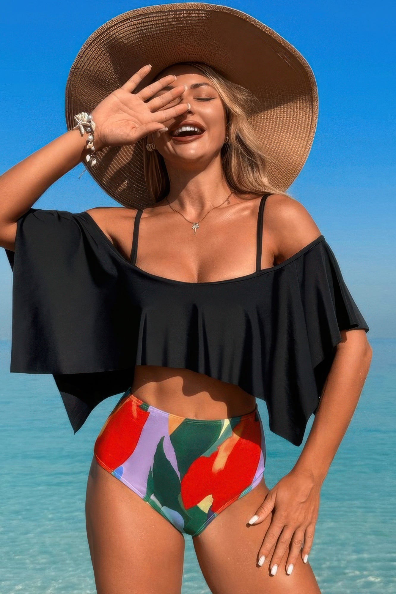 Ruffle Tankini Swimsuit – High Waisted Two Piece Women’s Swimwear Set - ZumBuys