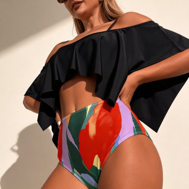 Ruffle Tankini Swimsuit – High Waisted Two Piece Women’s Swimwear Set - ZumBuys