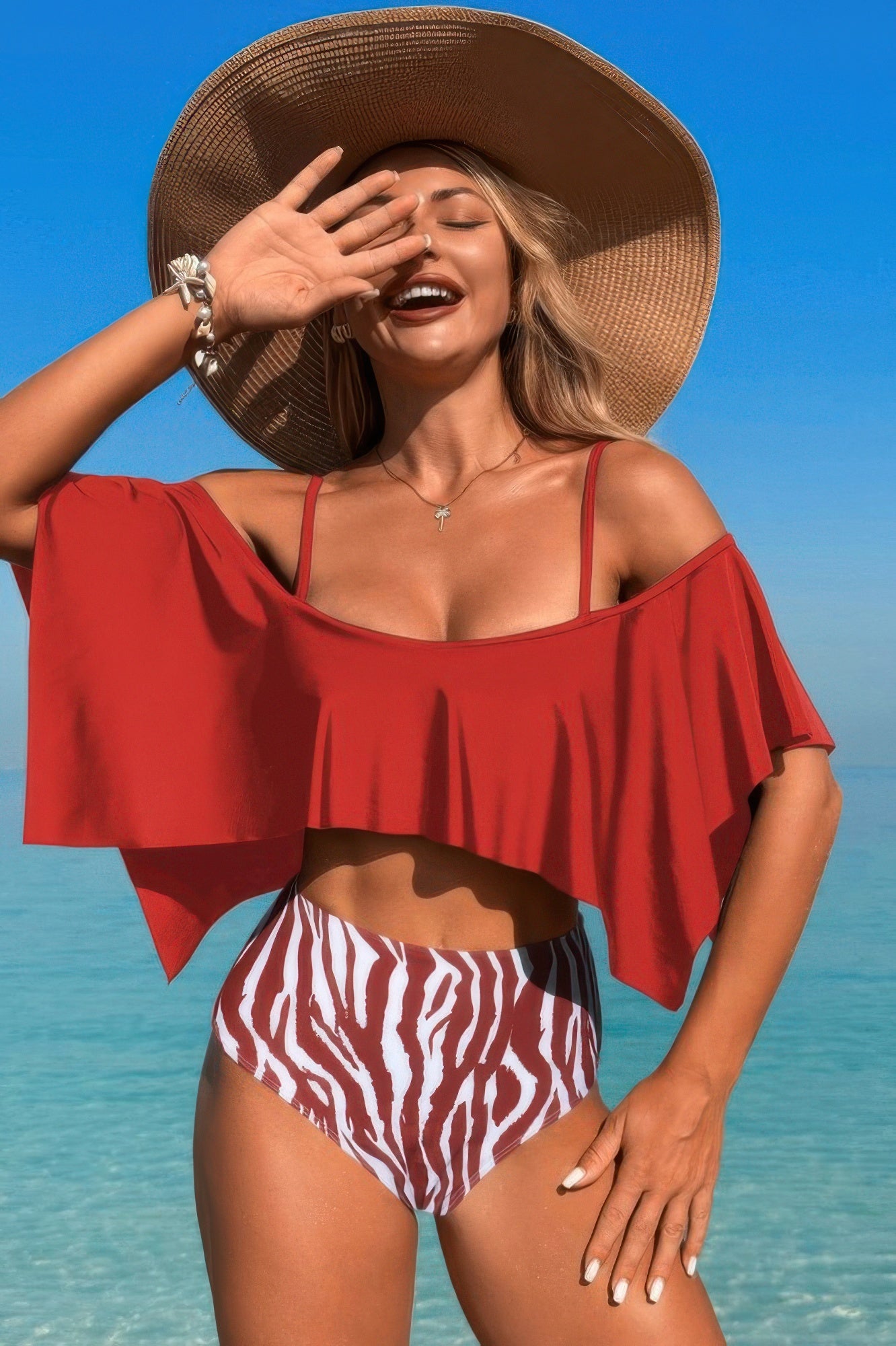 Ruffle Tankini Swimsuit – High Waisted Two Piece Women’s Swimwear Set - ZumBuys