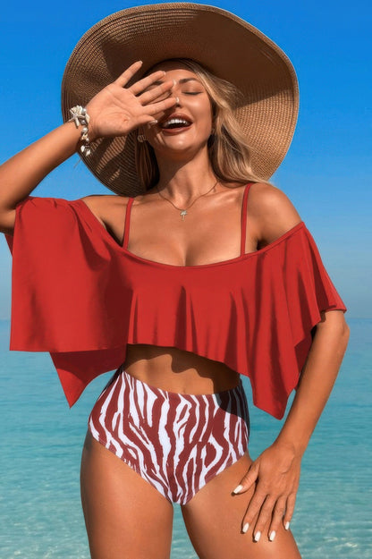 Ruffle Tankini Swimsuit – High Waisted Two Piece Women’s Swimwear Set - ZumBuys