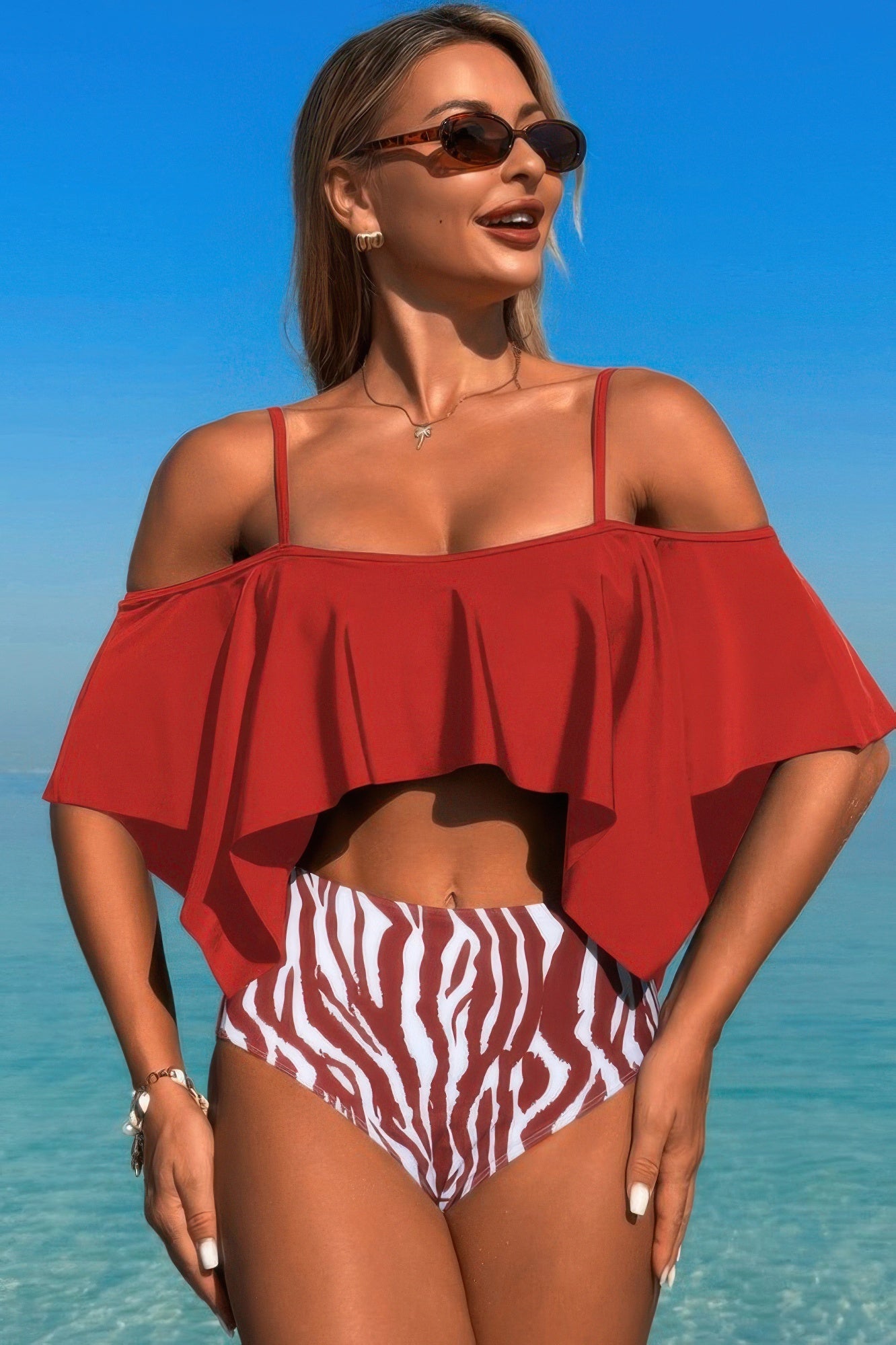 Ruffle Tankini Swimsuit – High Waisted Two Piece Women’s Swimwear Set - ZumBuys