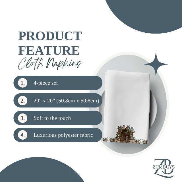 Rustic Haven Cloth Napkin Set of 4 - ZumBuys