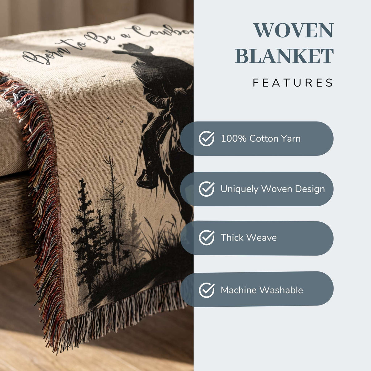 Rustic Rider Woven Blanket - ZumBuys