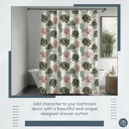 Sage & Blush Lotus Garden Shower Curtain - ZumBuys