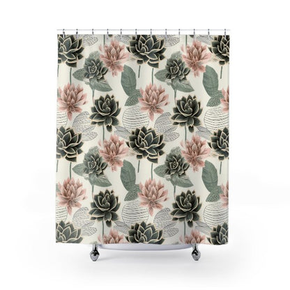 Sage & Blush Lotus Garden Shower Curtain - ZumBuys