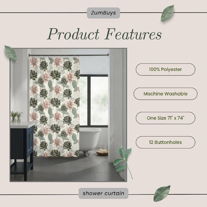 Sage & Blush Lotus Garden Shower Curtain - ZumBuys