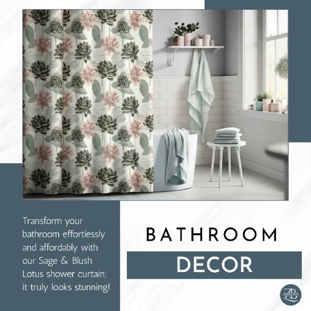 Sage & Blush Lotus Garden Shower Curtain - ZumBuys