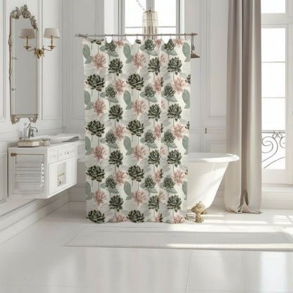Sage & Blush Lotus Garden Shower Curtain - ZumBuys