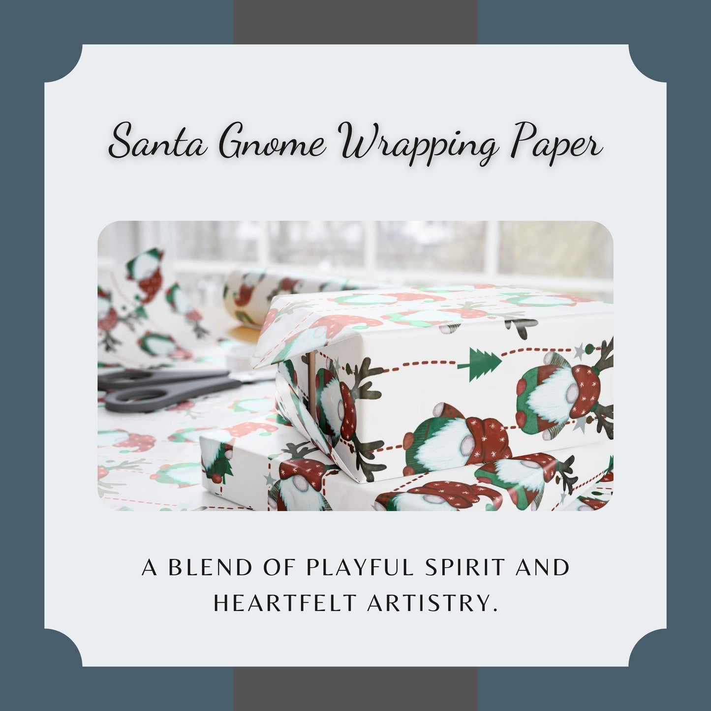 Santa Gnome Wrapping Paper - ZumBuys