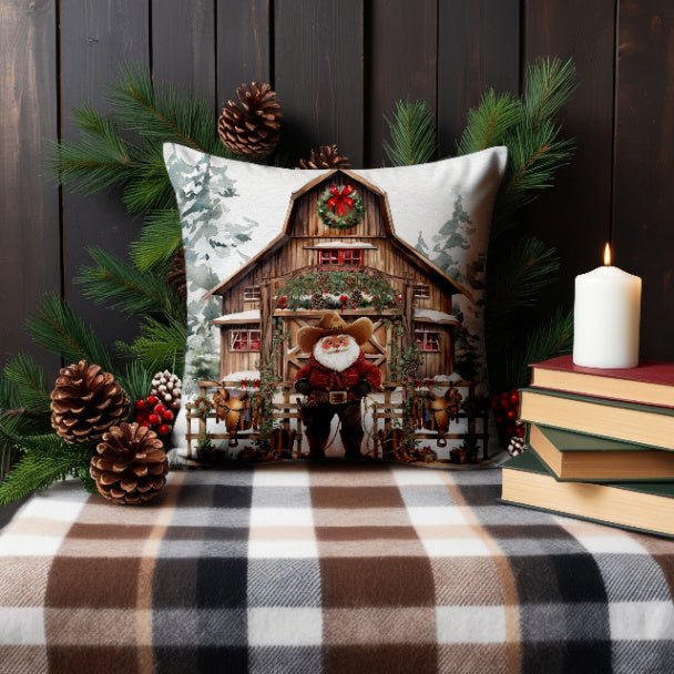 Santa's Western Wonderland Square Pillow Cover - ZumBuys