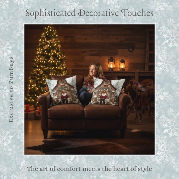 Santa's Western Wonderland Square Pillow Cover - ZumBuys