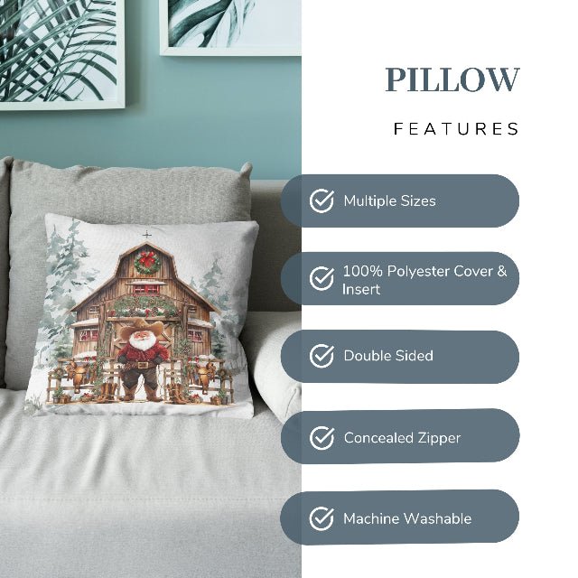 Santa's Western Wonderland Square Pillow - ZumBuys