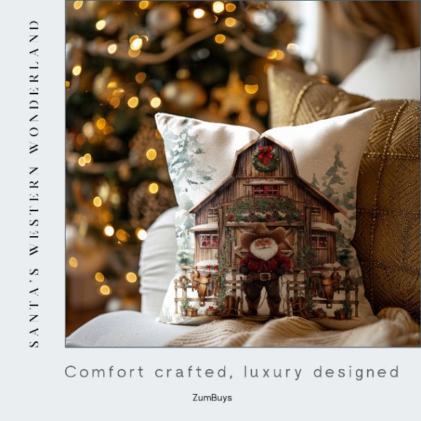 Santa's Western Wonderland Square Pillow - ZumBuys