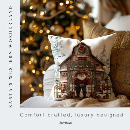 Santa's Western Wonderland Square Pillow - ZumBuys