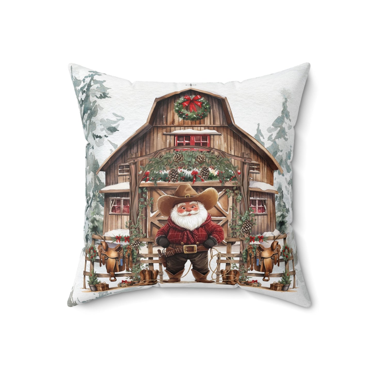 Santa's Western Wonderland Square Pillow - ZumBuys