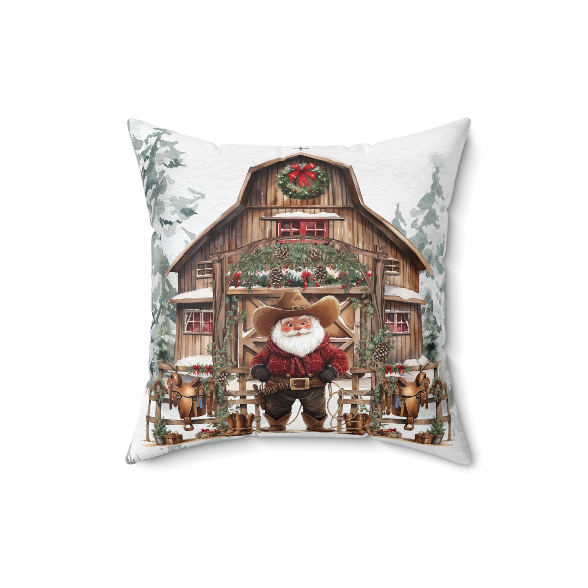Santa's Western Wonderland Square Pillow - ZumBuys
