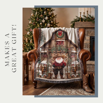 Santa's Western Wonderland Woven Blanket - ZumBuys