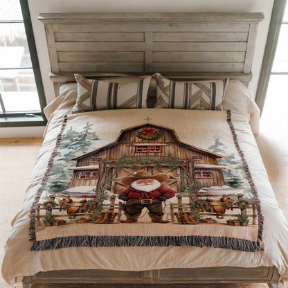 Santa's Western Wonderland Woven Blanket - ZumBuys