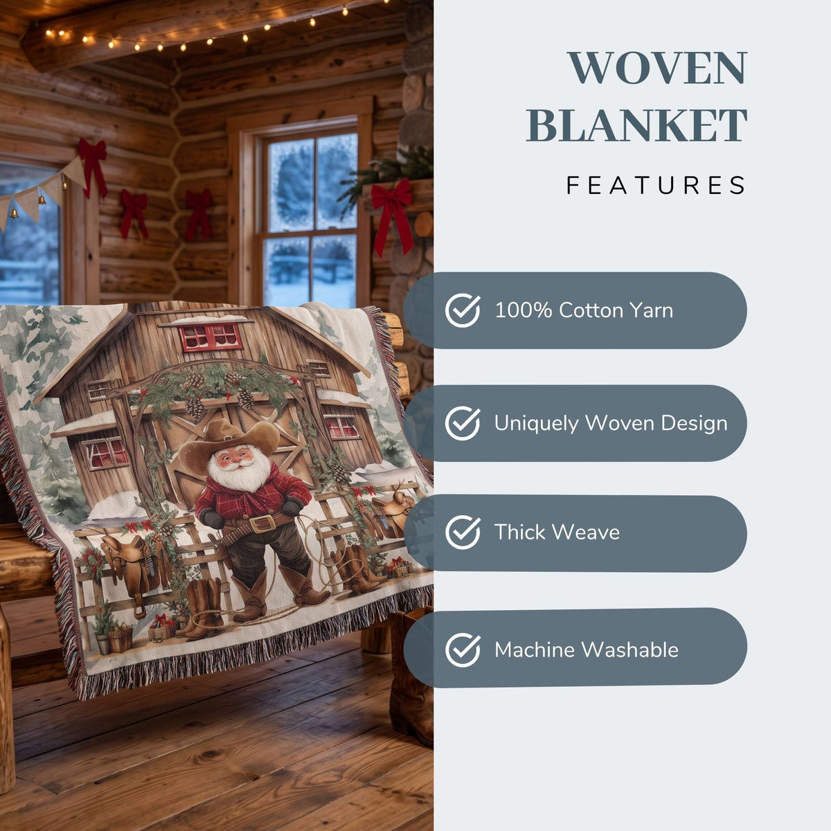 Santa's Western Wonderland Woven Blanket - ZumBuys