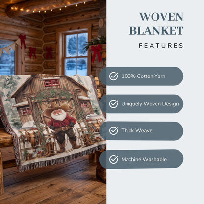 Santa's Western Wonderland Woven Blanket - ZumBuys
