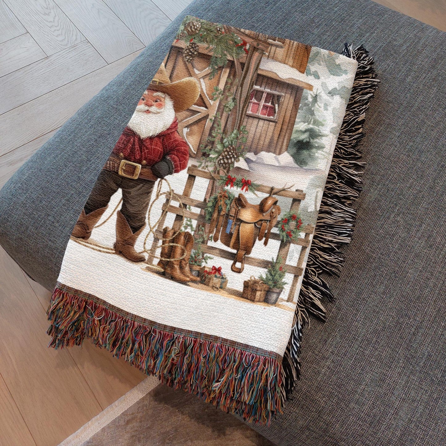 Santa's Western Wonderland Woven Blankets - ZumBuys