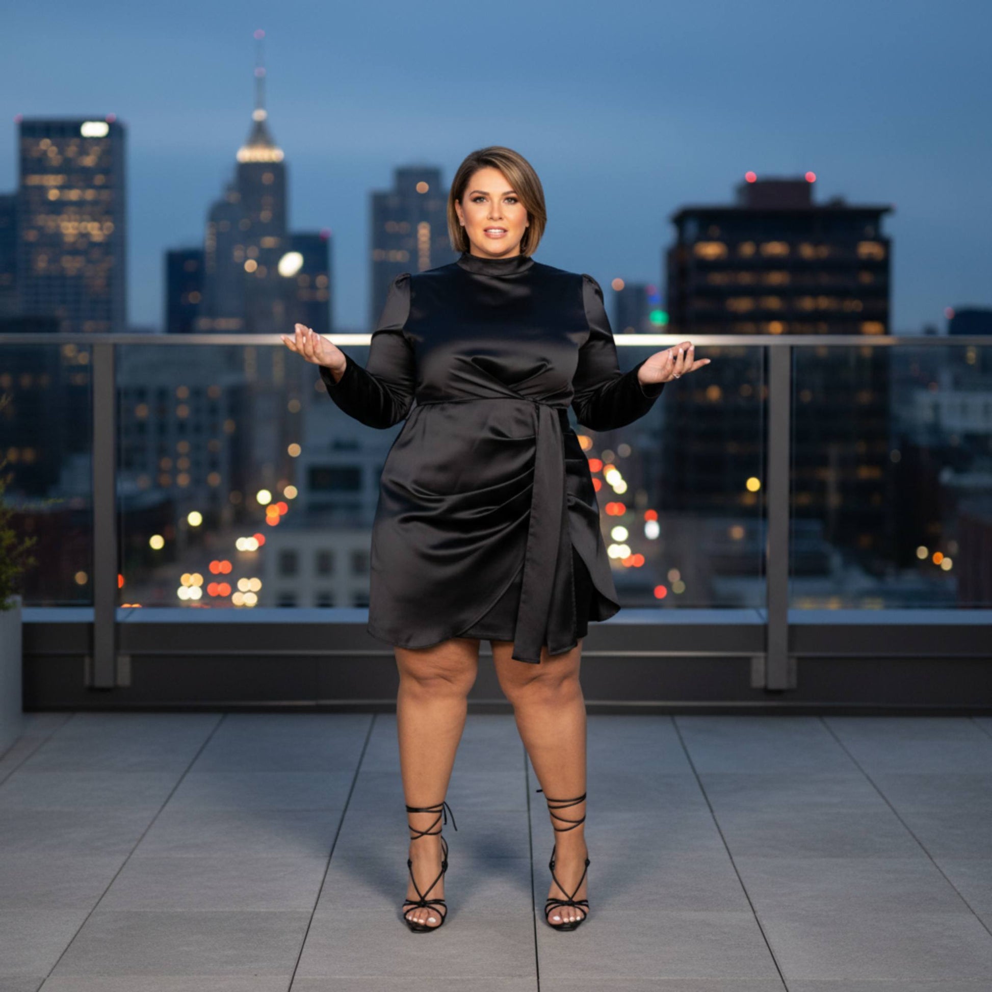 Satin Mock Neck Rouched Mini Dress - ZumBuys