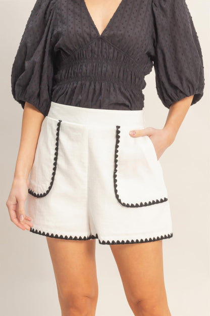Scallop Trim High - Waisted Shorts | Women’s Tailored Summer Shorts - ZumBuys