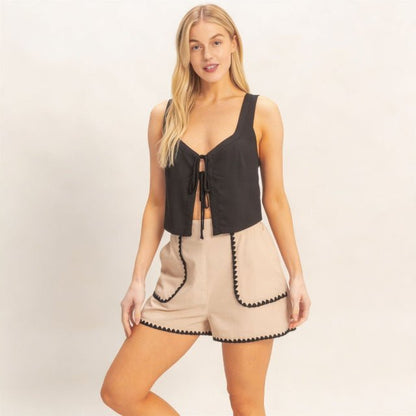 Scallop Trim High - Waisted Shorts | Women’s Tailored Summer Shorts - ZumBuys
