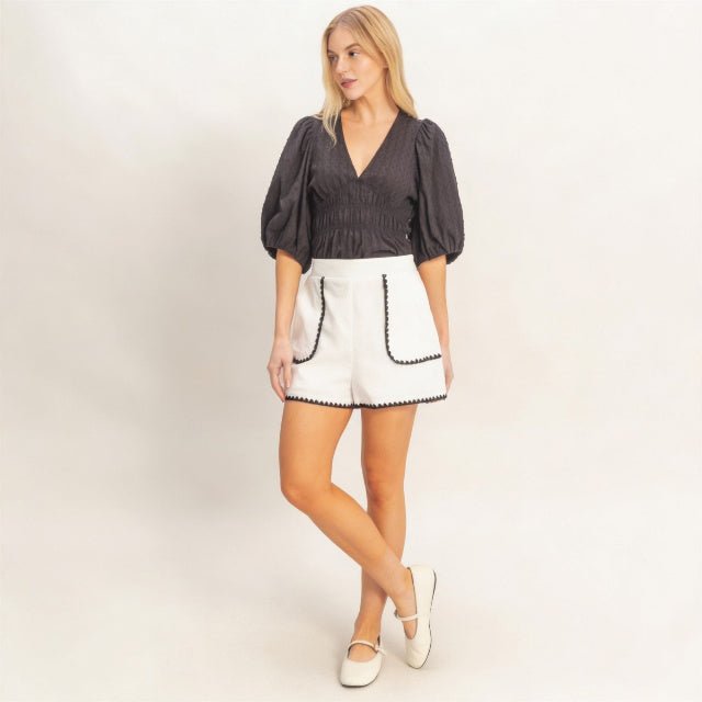 Scallop Trim High - Waisted Shorts | Women’s Tailored Summer Shorts - ZumBuys