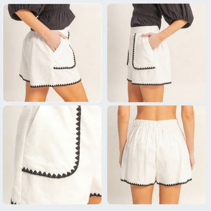 Scallop Trim High - Waisted Shorts | Women’s Tailored Summer Shorts - ZumBuys