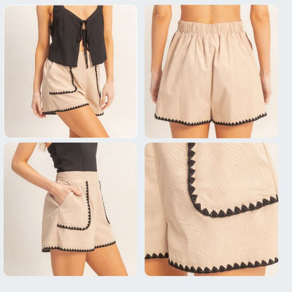 Scallop Trim High - Waisted Shorts | Women’s Tailored Summer Shorts - ZumBuys