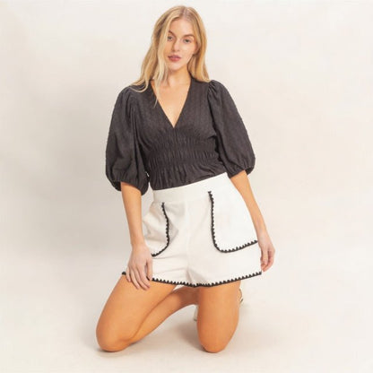 Scallop Trim High - Waisted Shorts | Women’s Tailored Summer Shorts - ZumBuys