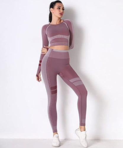 Seamless Long Sleeve Solid Yoga Set - ZumBuys