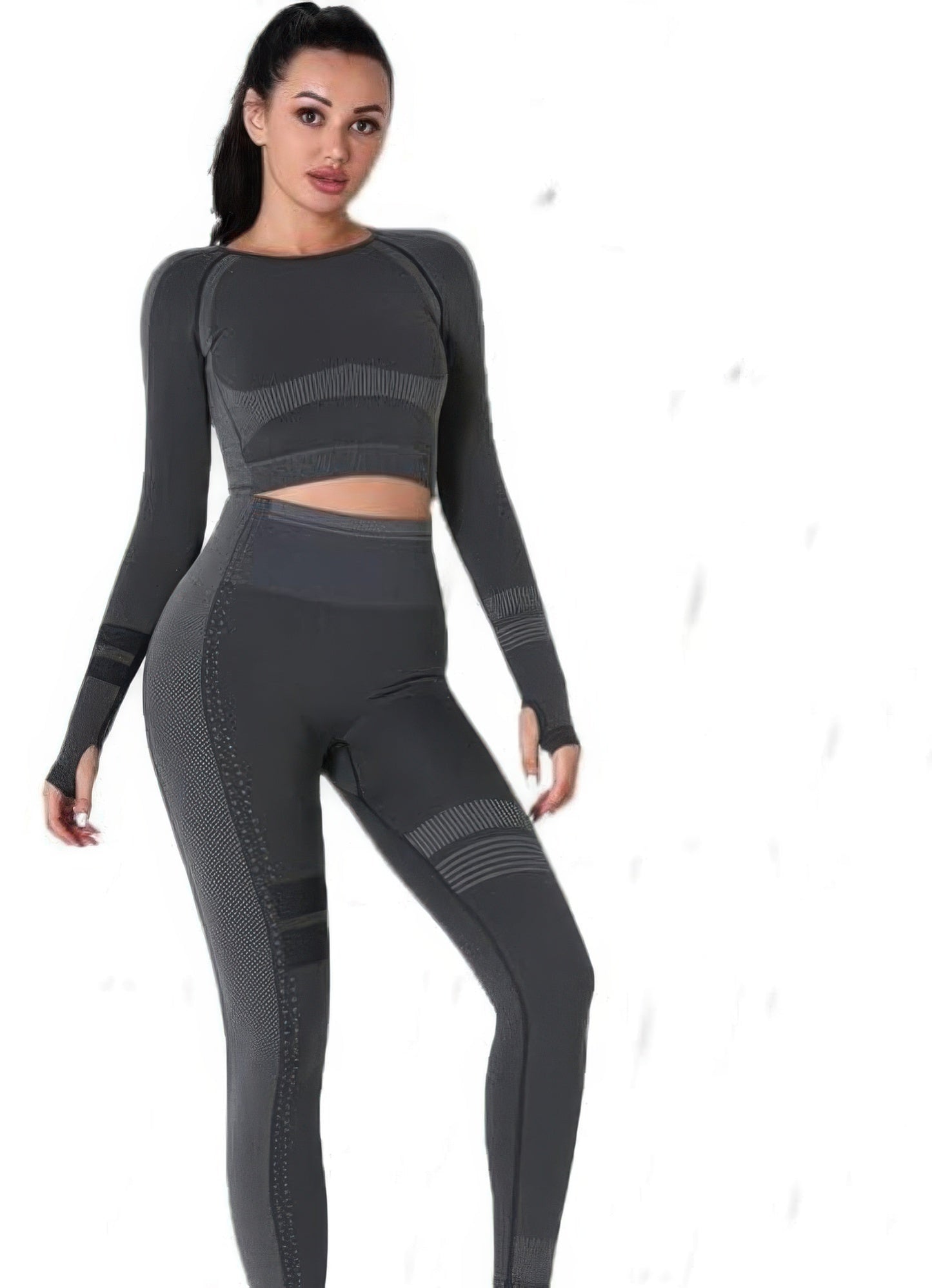 Seamless Long Sleeve Solid Yoga Set - ZumBuys