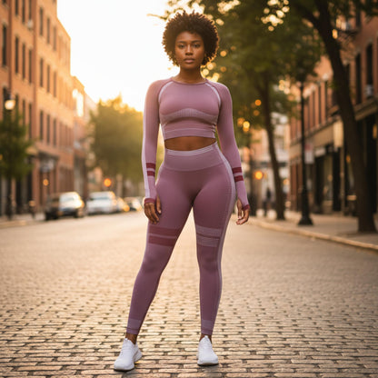 Seamless Long Sleeve Solid Yoga Set - ZumBuys